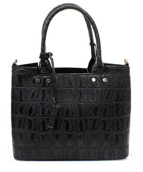 Fashion Faux Croc Handbag Black