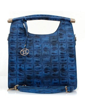 Fashion Faux Croc Handbag Blue