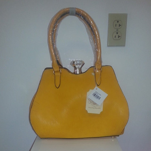 Faux Leather Fashion Handbag Jewel Clasp Opening