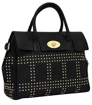 Studded Fashion Tote Bag w/Rhinestone