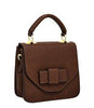 Textured Faux Leather Mini Satchel w/Cross-body Bag Brown