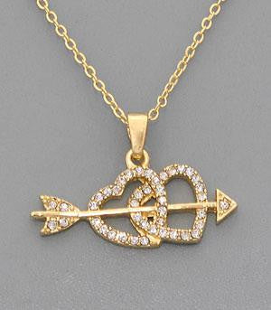 Double Heart Necklace with Arrow