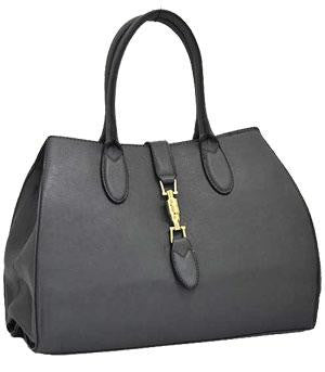 Fashion Faux Leather Tote Bag - Gray