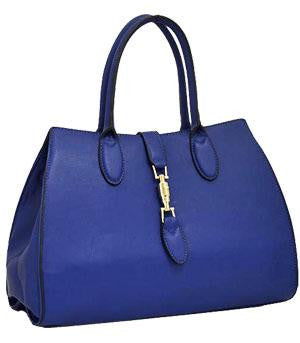 Fashion Faux Leather Tote Bag - Navy