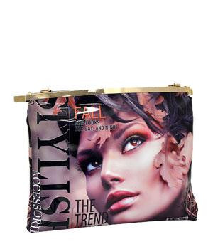 Glossy Magazine Picture Clutch Bag Stylish Trend Issue