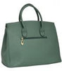 Textured Faux Leather Padkock Tote - Green