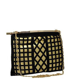 Laser Cut Faux Leather Fashion Clutch Bag Black