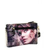 Magazine Picture Cross-Body & Clutch Bag w/Studs Multi