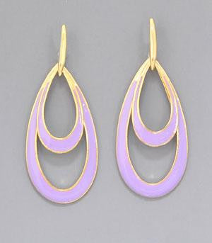 Purple Double Metal Tealdrop Earrings