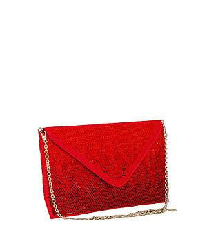 Red Sparkle Gradation Satin Clutch