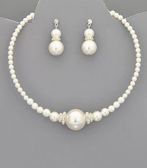 Silver Pearl Choker Set